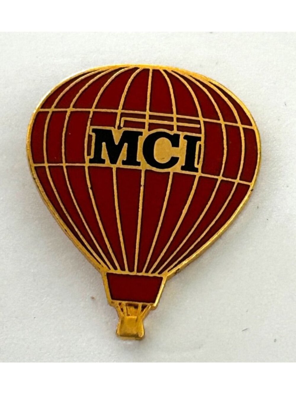 Vintage MCI Hot Air Balloon Pin Red Gold Enamel Lapel Pin
